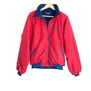 Patagonia Red Fleece Lined Nylon Bomber Jacket Men’s Size Large